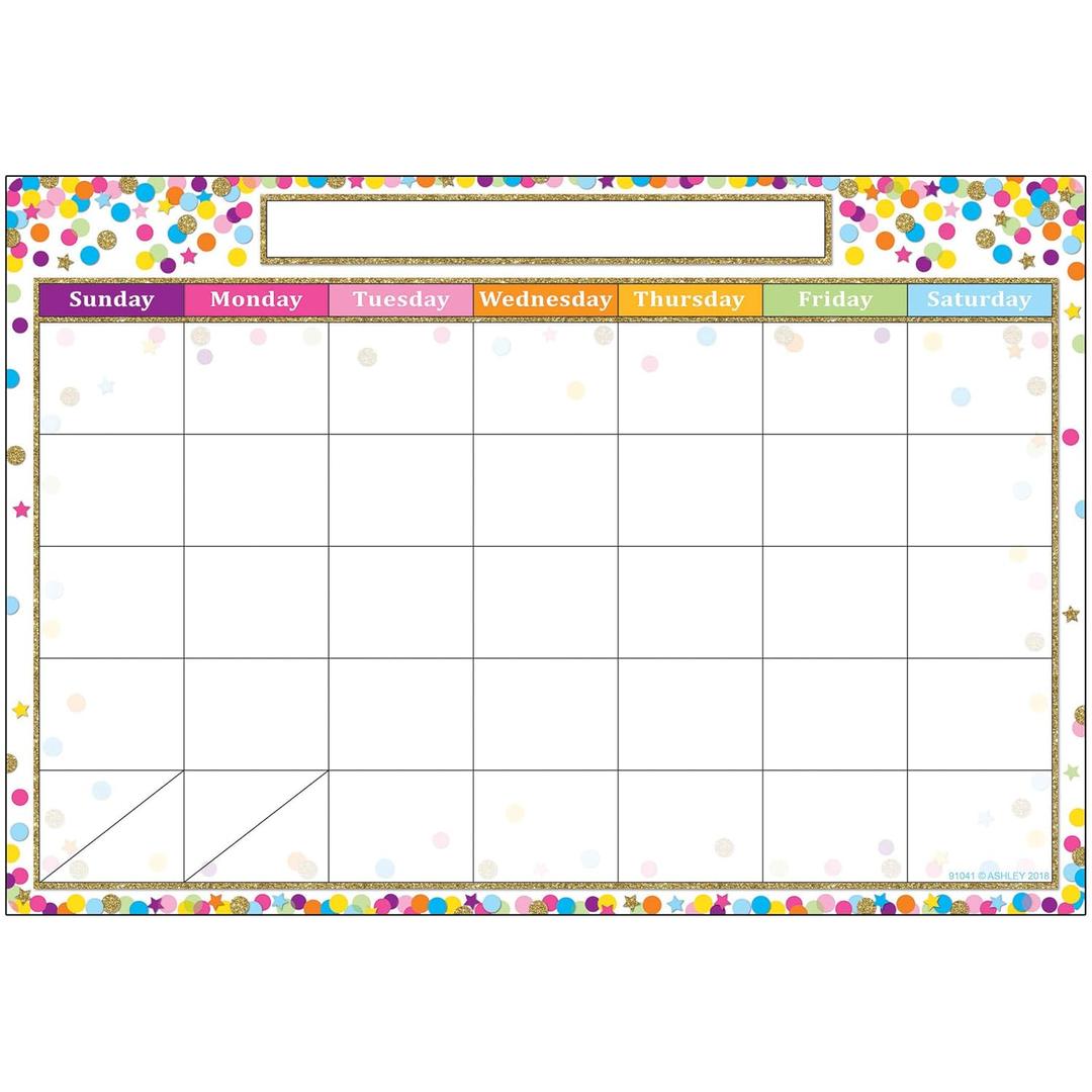 Ashley Productions ASH91041 Smart Poly Chart, Confetti Calendar, Polypropylene (PP), 13" x 19"