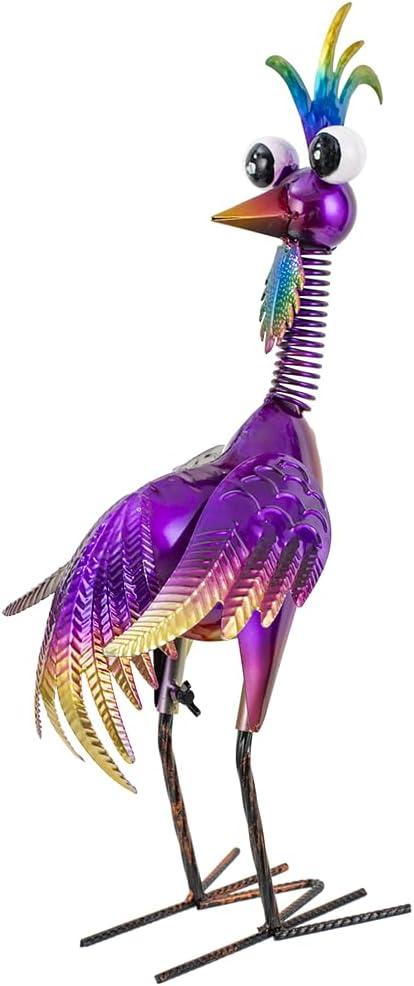 Metal Wacky Rooster Garden Statue, 19'' Rooster Decor Yard Statue Decorations Outdoor, Chicken Yard Art for Outside, Patio, Backyard, Lawn(Purple)