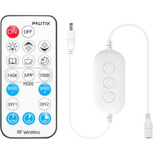 PAUTIX RF Remote Dimmer for Single Color LED Strip Lights,18-Key Wireless Remote and in-line Controller DC 5-24V for 3528/2835/5050/COB LED Tape Lights,Timer Function