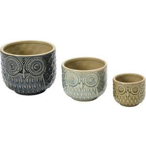Decorative Stoneware Owl Containers