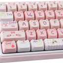 PBT Keycaps 140 Keys Pink Meow Meow Cat Keycaps Dye-Sublimation Cute Keycap Mao Profile Custom Keycap for Cherry Gateron MX Swithes Mechanical Gaming Keyboards