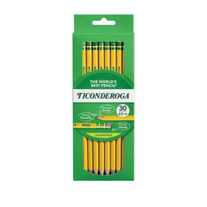 Ticonderoga Wood-Cased Pencils, Pre-Sharpened, #2 HB Soft, Yellow, 30 Count,6 pcs