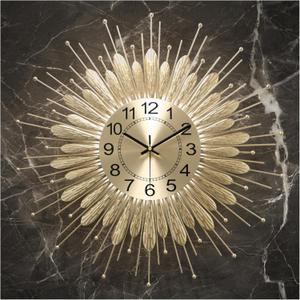 Gold Wall Clock 23 Inch SunburstMid Century Decorative Wall Clocks Battery Operated Sunburst Large Modern Handmade Home Art Decor for Living Room Corridor, Staircase, Kitchen & Thoughtful Gift