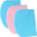 SURDOCA Dough Bench Scraper - 3P 7.1x4.9" Plastic Flexible Bowl Scraper, Sharp Edge & Angles Cake Scraper. Non-Slip Bakeware Decorating Tools Sculpting & Modeling Tools - Blue+Pink+Blue