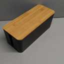 Cable Management Box - Wooden Style Cord Organizer Box to Hide Wires & Power Strips | Desk Computer Cable Organizer Box | Safe ABS Material | 12.6" (L) x 5.3" (W) 4.9" (H) | for Home & Office - Black (Medium)