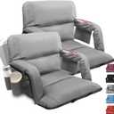 Stadium Seats with Back Support,Wide Stadium Chairs with Back and Cushion, Sofa Style Stadium Seats, 6 Reclining Positions, Extra Thick Bleacher Seat for Sports Events (Grey-2 Pack, Wide|22.5")
