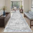 Soalmost Runner Rug 3x10 Washable Non-Slip Hallway Runner Rugs for Kitchen Bathroom Laundry Room Grey Vintage Floor Carpet Runners for Hallways Entryway