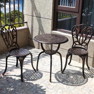 C/G 3 Piece Bistro Set,Outdoor Patio Set,Anti-Rust Cast Aluminum Bistro Table Set for Park Yard Front Porch Furniture(Antique Copper)