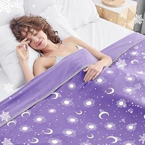 Inhand 
Cooling Throw Blanket (50"x60") - Cooled Blankets for Hot Sleepers Lightweight Breathable Summer Blanket for Sleeping Night Sweats to Keep Cool in The Heat -Fantasy Purple