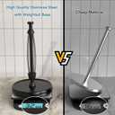 Paper Towel Holder Countertop, One-Handed Tear, Stainless Steel, Weighted Base, Black, Paper Towel Roll Holder Stand with Ratchet Mechanism for Kitchen Bathroom Farmhouse Essentials Decor Accessories