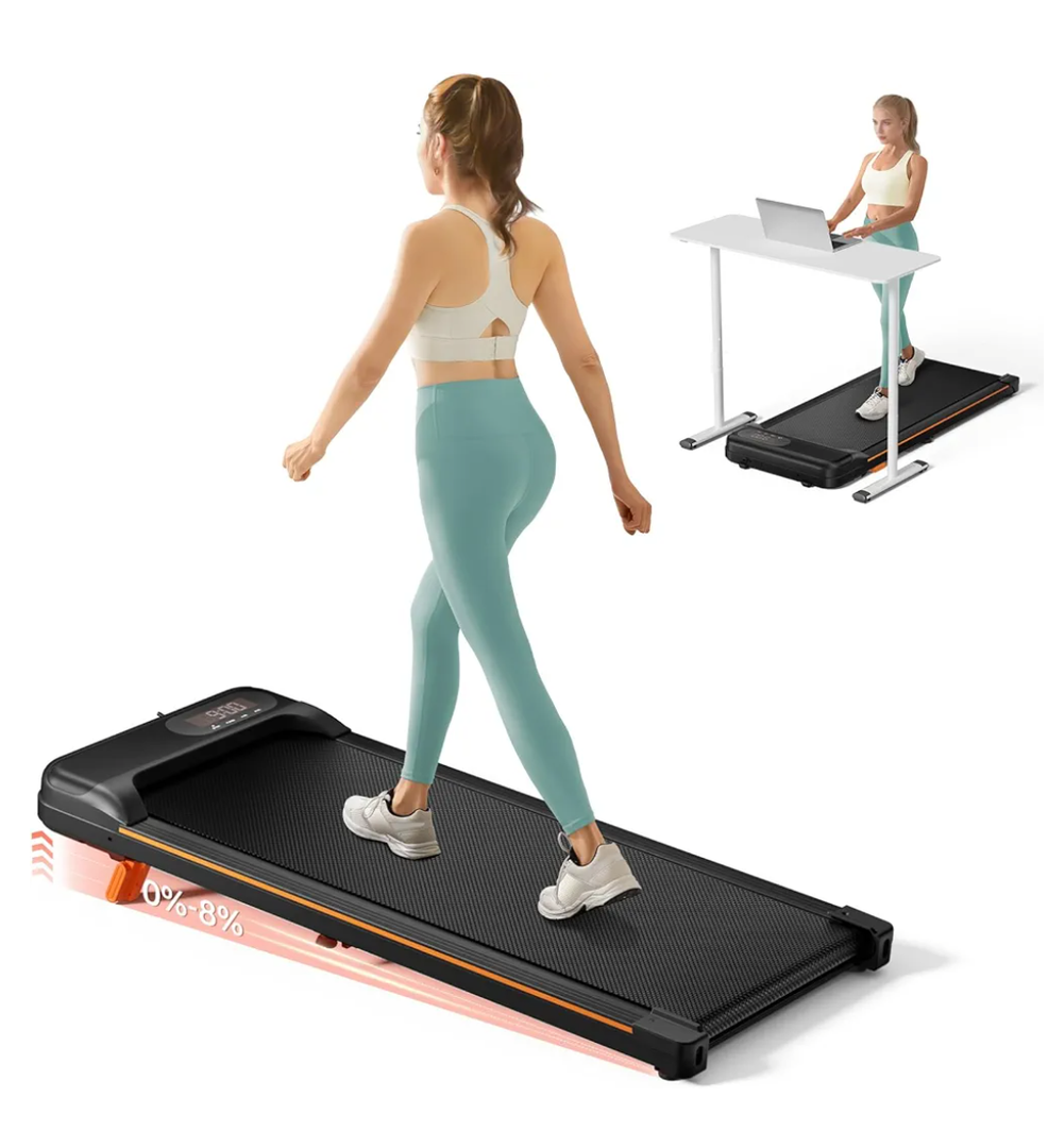 Walking Pad, Under Desk Treadmill with Incline for Home Office 2.5HP Portable Walking Treadmill with 265 Lbs Weight Capacity Walking Machine, Remote Control, LED Display