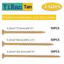 YIRAN Deck Screws Wood Screws Assortment Kit, 150 PCS, 3 Sizes (3, 3-1/2, 4), T25 Star Bit Included, Tan Coated