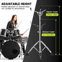 Snare Drum Stand with Drum Sticks Holder,Concert Double Braced Tripod Snare Stand Fit for Extended Height 31.5"-47", Practice Pad Stand for 10-14 Inches Drum Pad, Snare Drum for Drum Beginners