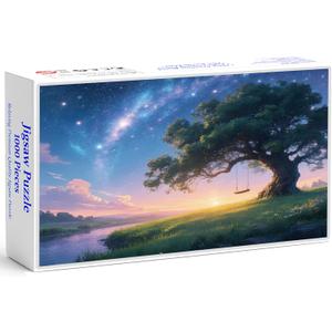 Puzzles for Adults 1000 Pieces - Starry Summer Night Themed Colorful Jigsaw Puzzles, Fun Family Game, Challenging Brain Teaser, 28 x 20 in, Great Gift Idea & Home Decor (Starlit Summer)