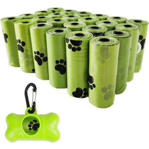 Dog Poop Bags Pet Waste Bag with Dispenser and Leash Clip Green 360 Bags 24 Rolls V24 (1 Count (Pack of 360))