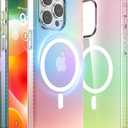 Magnetic Iridescent Clear Case for iPhone 14 Pro [Compatible with MagSafe] [Military Grade Protection] Shockproof Phone Cases for Women Men Slim Thin Cover- Iridescent Design