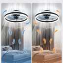 KDG 15.8" Low Profile LED Ceiling Fans with Light, Reversible Flush Mount with Remote and 6 Winds Speeds Fan Lighting, 3 Colors Dimmable for Bedroom, Living Room, Kids, Dinning Room, Kitchen (Black), 15.8in