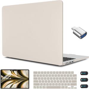 CISSOOK Compatible with MacBook Air 13.6 inch Case 2025 2024 2023 2022 Release M4 M3 M2 Chip, Plastic Hard Shell Case & Keyboard Cover for MacBook Air 13 A3240 A3113 A2681, Beige