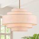 25.6" Modern Large Drum Chandelier, 6-Light Golden Light Fixture, 26in