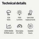 Amazon Basics Smart Recessed 5/6 Inch Downlight, Color Changing, Works with Alexa only, 2.4GHz WiFi, 1 Pack