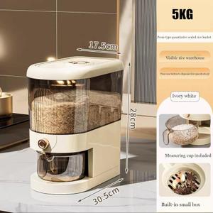 11LB Rice Dispenser, Large Grain Container Storage with Lid Measuring Cylinder Household Cereal Dispenser Bucket for Kitchen Soybean Corn(11lb)