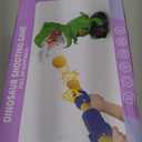 NIPLOOOW Moveable Dinosaur Shooting Toys for Kids 3-8 Years, Movable Shooting Target Toy with Air Pump Launcher, Interactive Competition Game Gift for Boys and Girls Ages 3 4 5 6 7 8 Years Old (1 Popper Gun)