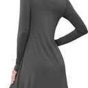 DEARCASE Women's T Shirt Dress Long Sleeve V-Neck Floral Print Casual Loose Flowy Swing Dresses (Gray, XXL)