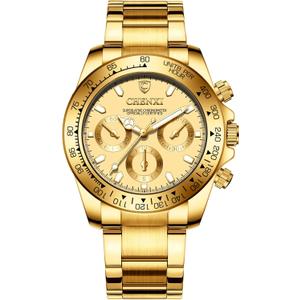 DREAMING Q&P Fq-005 Classic Style Gold Stainless Steel Mens Wrist Watches with Crystals for Man
