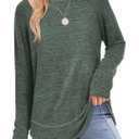Sampeel Long Sleeve Shirts for Women Tunic Tops Loose Fit Dressy Crew Neck Pullover Sweaters Green XXL