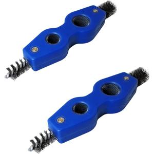2PCS 4 in 1 Copper Tube Cleaner Battery Terminal Brush Dual Head Battery Wire Brush Deburring Inner Outer Brush Rust Removal Brush for Air Conditioner Water Heater Ducts Copper Tube Cleaning
