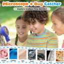 2 x Kids Microscope with Bug Catcher Kit, 1080P Digital Mini Handheld Microscope STEM Science Toy with LED Light, Rechargeable, Portable, Supports 64GB TF Card, Educational Gift for Kids Ages 3-12 (Blue)