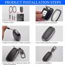 GYUY Premium Key Fob Cover - Zinc Alloy Frame, Clear TPU Protection Carbon Fiber Leather Backplate Metal Buckle Design Compatible with Audi R8/Q5/Q7, S3-S8/SQ5, RS5/RS7, A4-A8 Smart Keys (Black)