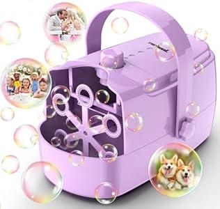 Bubble Machine Durable Automatic Bubble Blower, 18000+ Big Bubbles Per Minute Bubbles for Kids Toddlers Bubble Maker Operated by Plugin or Batteries Bubble Toys for Indoor Outdoor Birthday Party, Pink Bubble Machine Durable Automatic Bubble Blower, 18000+ Big Bubbles Per Minute Bubbles for Kids Toddlers Bubble Maker Operated by Plugin or Batteries Bubble Toys for Indoor Outdoor Birthday Party, Pink
