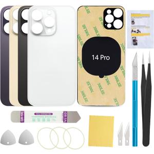 Back Screen Cover Glass Replacement Compatible with iPhone 14 Pro 6.1-Inches All Carriers (Silver)