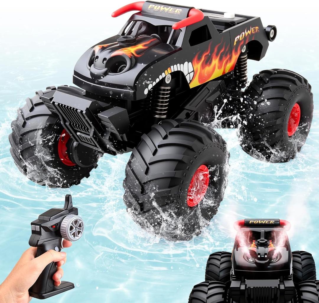 Waterproof Monster Truck Remote Control Car, 1:16 Bigger Amphibious RC Cars Toys, Long Battery 4WD All Terrain Off-Road Vehicle for 6 7 8 9 10 11 12+ Boys Girls Kids Ideal Birthday