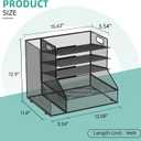 SUPEASY Desk Organizer with File Holder, 5-Tier Mesh Paper Letter Tray with Magazine Holder, Desktop Organizer and Storage for Desk Accessories Office Supplies, Black