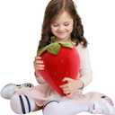 Cute Fruit Kids Pillow Stuffed Strawberry Plush Pillows Super Soft Girls Pillows Cushion Seat for Kids Toys (Red,13.7''/35cm)1 Count (Pack of 1)