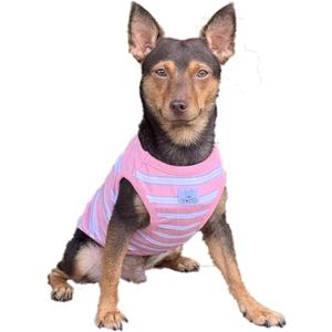YQYS Dog Shirts Multi-Color Striped Cotton Vest for Small Dogs and Cats Puppy Clothes Teacup Dog Clothing Tank Top for Chihuahua Miniature Pinscher Pink XSmall