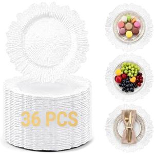 36 Pack White Charger Plates, Reef Chargers for Dinner Plates, 13 inches