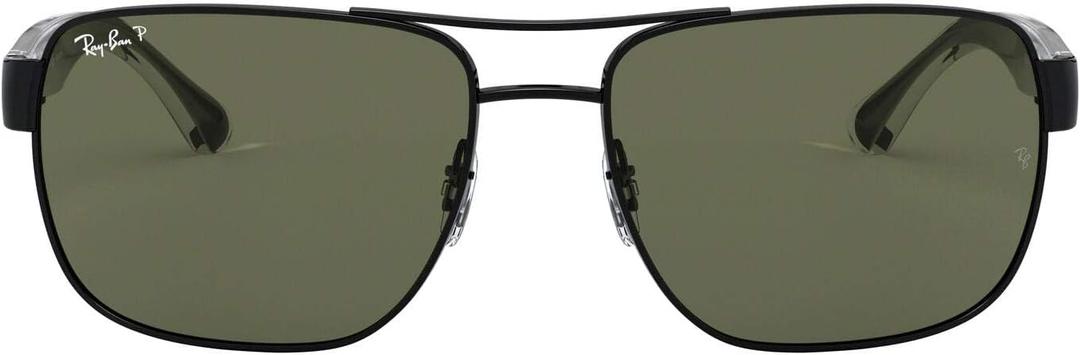 Ray-Ban Mens RB3530 Square Sunglasses, Black/Polarized Green, 58 mm
