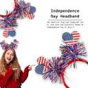 4th of July Headband Independence Day Hair Accessories Patriotic Party Hair Supplies American Flag Love Heart Design Blue Red Ribbon Hair Decoration Cute Hair Hoop for Women Girls Kids 1 Pcs