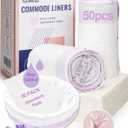 50 Count Beside Commode Liners with Absorbent Pads - Set with 50 Disposable Bags, 50 Pads and 100 Gloves, Lavender Scented, Universal Fit for Toilet Seats, Portable Toilets & Camping Use