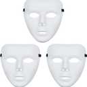 3 Pcs Halloween Mask, White Blank Full Face Plastic Plain Masks for Halloween, Costume Parties & Family Gatherings
