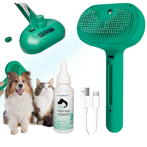 3 in 1 Cat Steam Brush - Pet-Friendly Self-Cleaning Grooming Tool with Water Brush for Cats and Dogs - Ideal Gift for Pet Owners (Dark green) Pack of 2