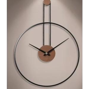 Iron and Wooden Wall Clock with Black Finished for Home and Home Office Living Room Decoration