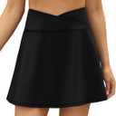 LouKeith Tennis Skirts for Women Pleated Crossover High Waisted Athletic Workout Golf Skorts Skirts with Shorts Pocket (Gray, L)