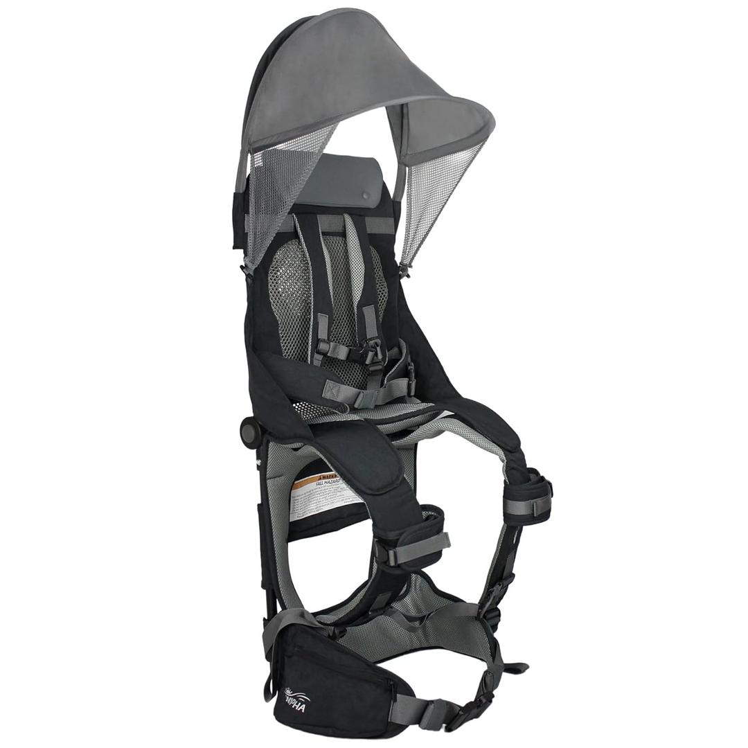 WIPHA Hiking Backpack Carrier, Lightweight Toddler Shoulder Carrier with Sun Shade, Saddle Toddler Backpack for Kids 6 Months to 4 Years Old (Antelope-I-Black)