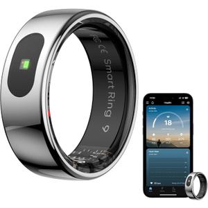 Smart Ring Health Tracker for Women & Men, Fitness Ring with Sleep & Motion Tracking, Touch Control, No Subscription Required, Compatible with iOS & Android (Silver, 10)