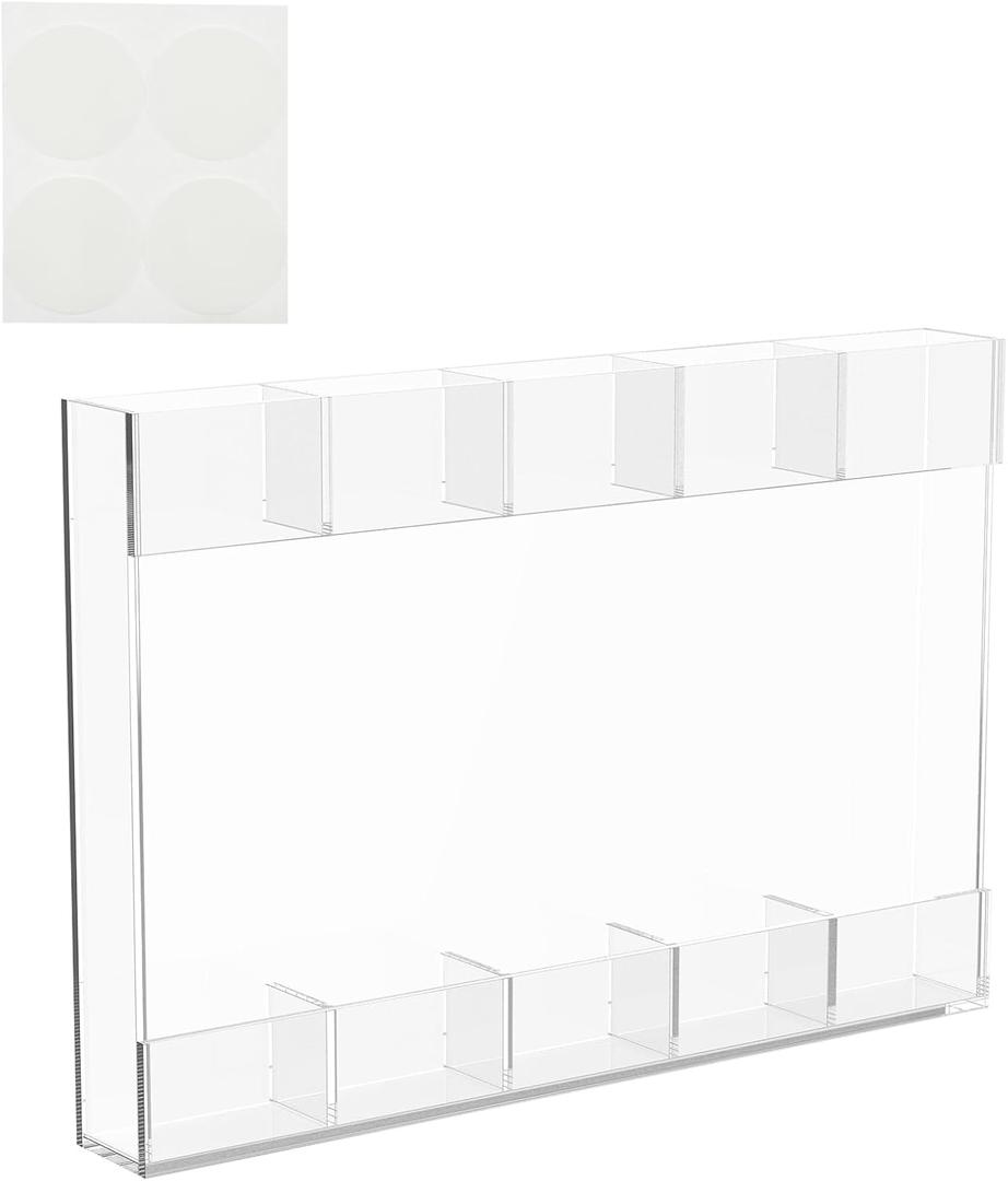 Reusable Acrylic Straw Holder With Sticker Compact Compartmental Straw Organizer for Counter Cabinet (Transparent)