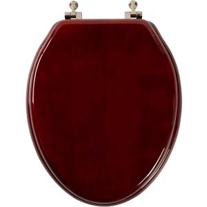Toilet Seat, Solid Wood, Rubber Wood, High Gloss Finish, Mahogany Red, PIKLiDS (Elongated)